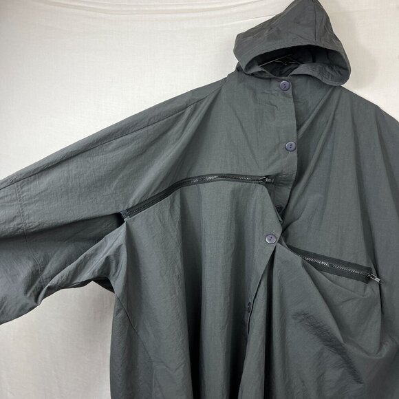 Manahe Art To Wear Nylon Poncho Jacket One Size Unisex Futuristic Lagenlook Grey - Picture 4 of 10